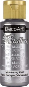 DecoArt Dazzling Metallics 2-Ounce Shimmering Silver Acrylic Paint